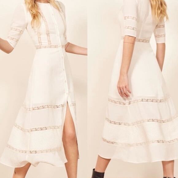 Reformation Dresses & Skirts - Reformation Surrey Lace Midi Dress Ivory White